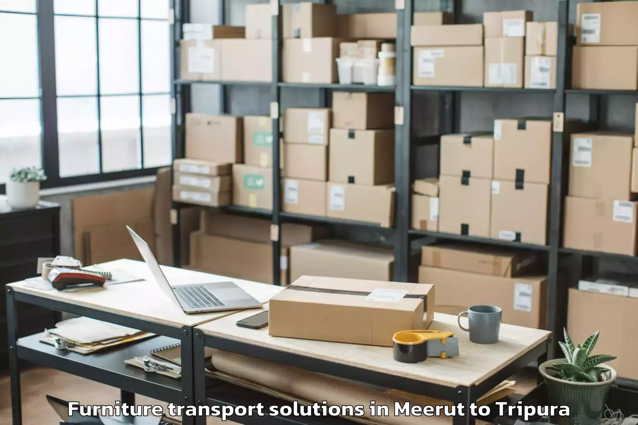 Affordable Meerut to Hrishyamukh Furniture Transport Solutions